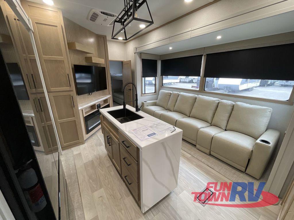 A photo of this 2026 Forest River RV Sandpiper 3844QUAD
